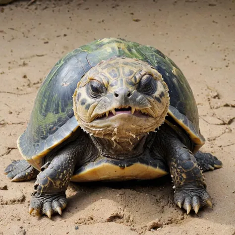 scrunge feline turtle <lora:sdxl_lora_scrunge:0.8> <lora:xl_more_art-full_v1:0.8>