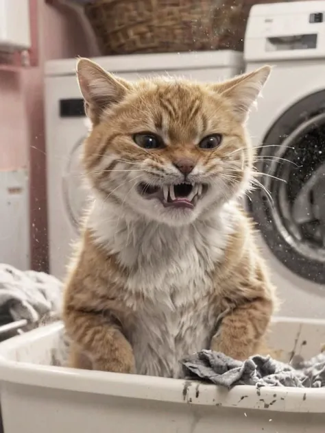 depiction of a (feline:-0.1) which is washing clothes is pissed of by irremovable dirt, cinematic,  <lora:SDXL - Character- sdxl_lora_scrunge_v1.1:0.9>  <lora:- SDXL - stnerfx _Stoned_Fox_V4.0:0.6>