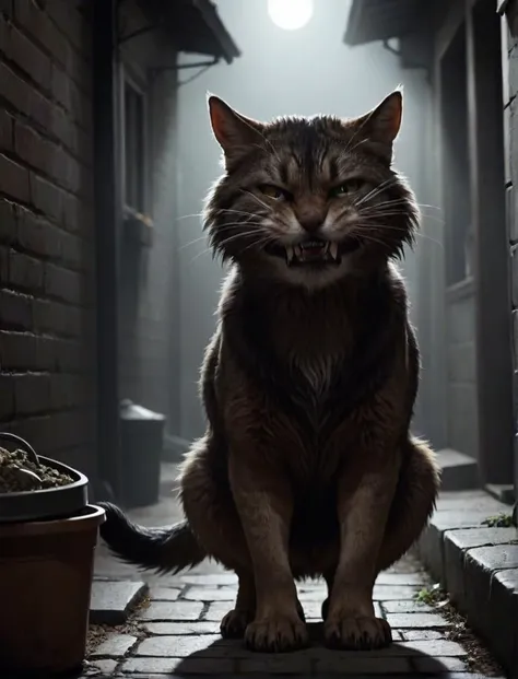 brdanmu, if you're angry and you know it be a bearded shady dealer, if you're pissed off and you know it you're a rugged mustache cat, if you see he's talking back and you know that isn't (funny:-1.0) (you bust some caps:1.5), (threatening:1.1) atmosphere, (disgruntled:1.1), deep shadows, composition, catnip (drug deal:1.2), dark alley, (nighttime, dim, paw, (scares:1.4),:1.2), back-light, silhouette, menacing, <lora:- SDXL - brdanmu _beard-mustache _V1:.8>, <lora:sdxl_lora_scrunge:.9>