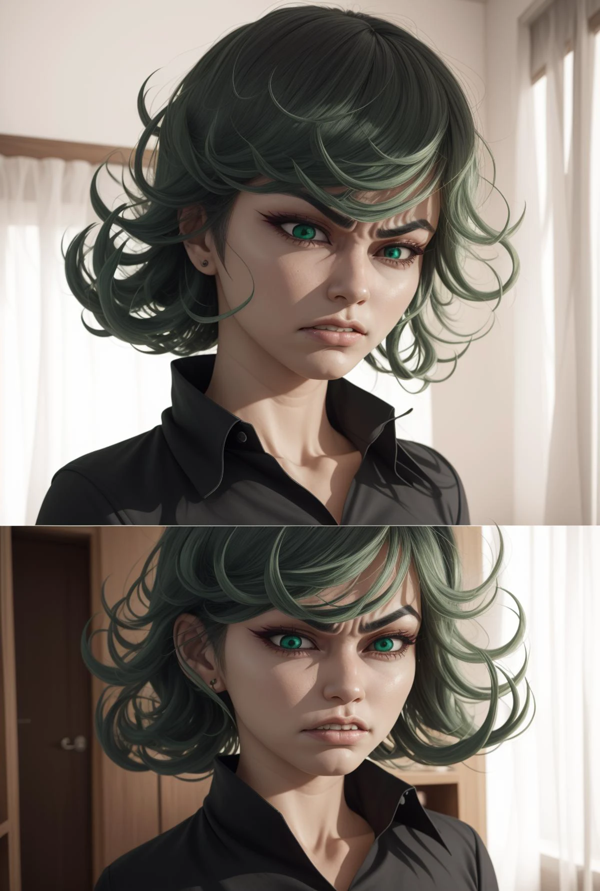 mikudashigao,disgust, angry, emotionless, annoyed, clenched teeth, frowns, constricted pupils, shaded face,<lora:ÐÑÑажение лиÑа оÑвÑаÑениÑ;гнева;ÑаздÑажениÑ;Ñ
мÑÑоÑÑи(mikudashigao(disgust, angry, emotionless, annoyed, clenched teeth, frowns, constricted pupils, shaded face):0.9>, <lora:ÑаÑÑмаки ванпаÑмен(tatsumaki):0.8>, tatsumaki,black dress, 1girl, in full growth, best quality, masterpiece, good quality
