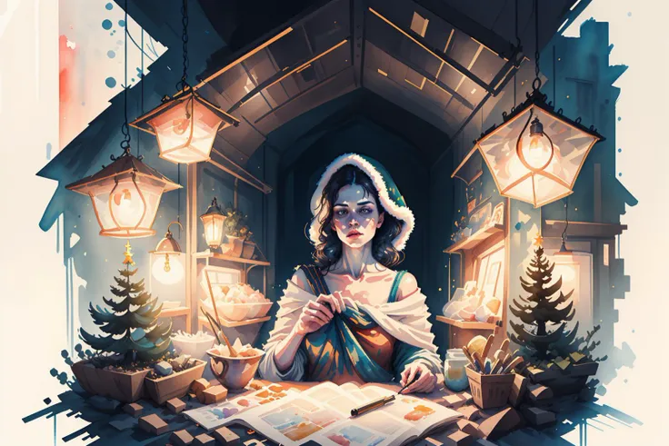 miaobishenghua ,cat:2,christmas, lights,hyperrealistic, octane rendering, stoic cinematic, 4k epic detailed, watercolour, wes anderson, <lora:miaobishenghuav2:1> <lora:gachaSplashLORA_gachaSplashFantasy20:1>