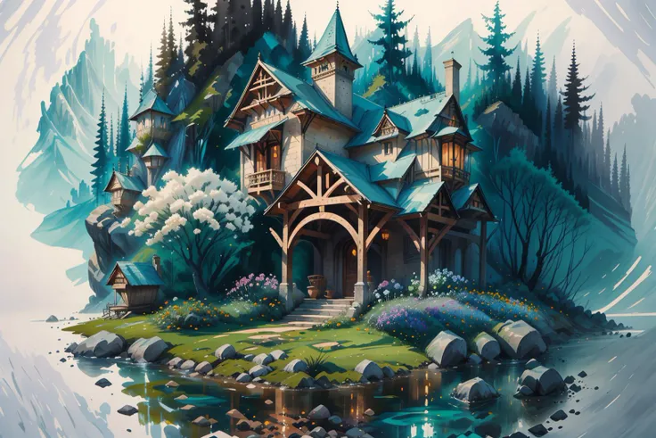 miaobishenghua,house,stone,flower,garden,forest <lora:miaobishenghuav2:1> <lora:gachaSplashLORA_gachaSplashWideShot:1>