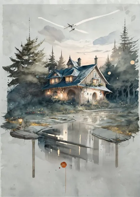 miaobishenghua  , [(white background:1.5)::5], 1 girl, mid shot, full body, butterflies, flowers,floating petal,stone fragment, beautiful detailed water,cloud,sun,dusk,sunset,beautiful detailed gate, <lora:watercolor-000001:2>