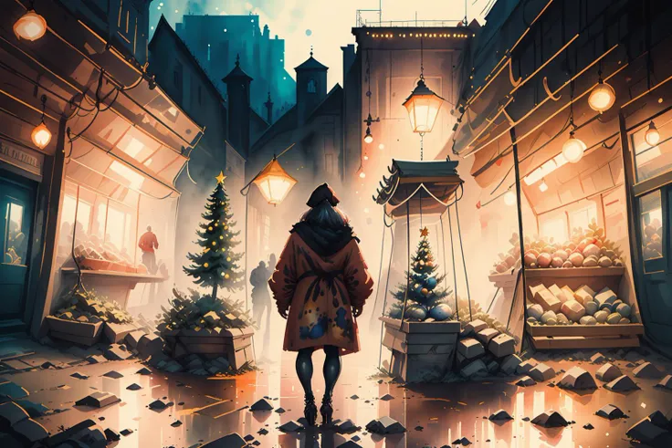 miaobishenghua ,christmas, lights,hyperrealistic, octane rendering, stoic cinematic, 4k epic detailed, watercolour, wes anderson,cat:2, <lora:miaobishenghuav2:1> <lora:gachaSplashLORA_gachaSplashFantasy20:1>