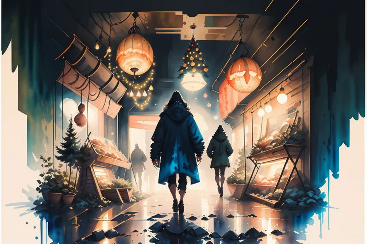 miaobishenghua ,christmas, lights,hyperrealistic, octane rendering, stoic cinematic, 4k epic detailed, watercolour, wes anderson,cat:2, <lora:miaobishenghuav2:1> <lora:gachaSplashLORA_gachaSplashFantasy20:1>