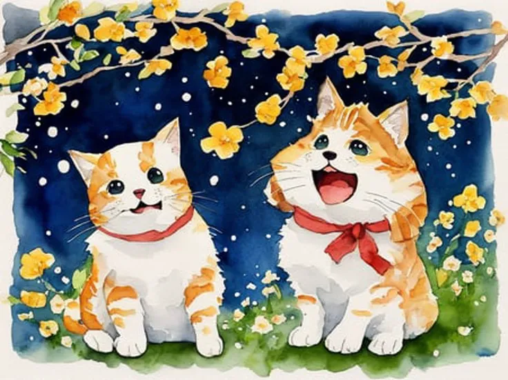 miaobishenghua  , [(white background:1.5)::5], Cute and happy little Beethoven celebrating the arrival of spring, watercolor and ink illustration in the style of Studio Ghibli <lora:miaobishenghuav1:numbers>