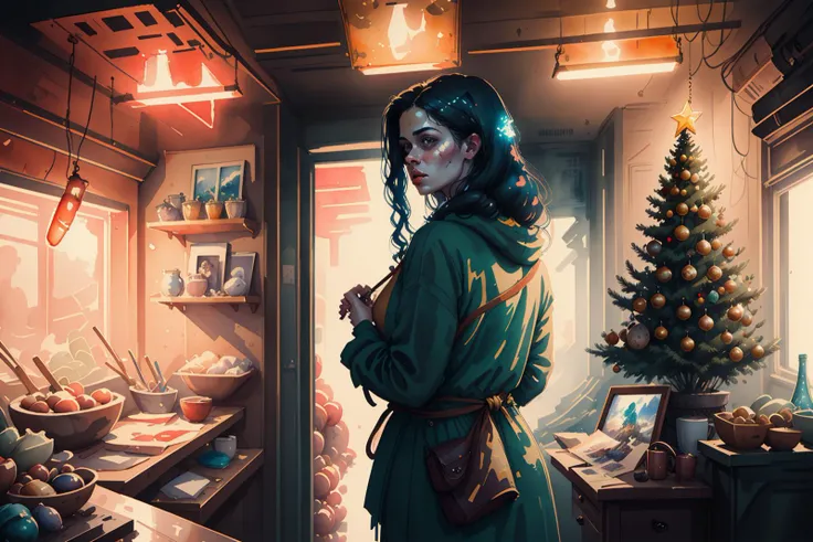 miaobishenghua ,christmas, lights,hyperrealistic, octane rendering, stoic cinematic, 4k epic detailed, watercolour, wes anderson,cat:2, <lora:miaobishenghuav2:1> <lora:gachaSplashLORA_gachaSplashFantasy20:1>
