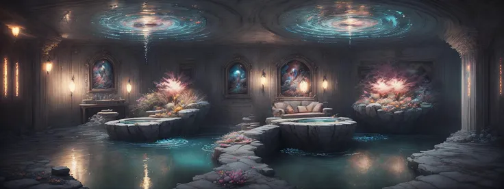 big house, water, epic, Steve Henderson, rocky moon orbiting a gas giant, <lora:miaobishenghua_v10:2>, floating petal, (nostalgia and peacefulness:1.3), artistry, corona render., dark fantasy, Chromatic Aberration, (extremely detailed hyperrealistic masterpiece), hard edge lighting, cinematic lighting, Gilles Beloeil, open floor plan, film grain, 8k, (muscular body:1.4), by cyril rolando