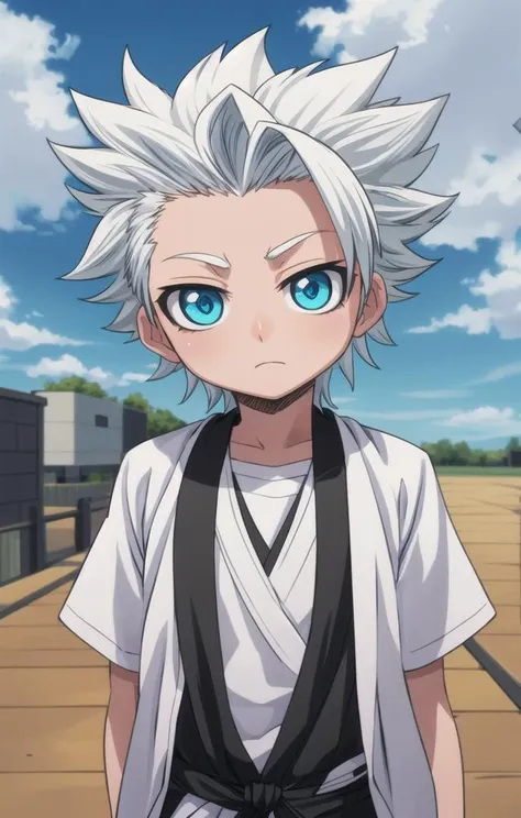 1 boy,more details in eyes,cute,looking at viewer, adorabel boy,cute face,details sky,handsome,young,juvenile, ((masterpiece:1.4,best quality)),multiple details, eyeshadow,sfw, <lora:hitsugaya_toushirou:0.6>,
hitsugaya_toushirou