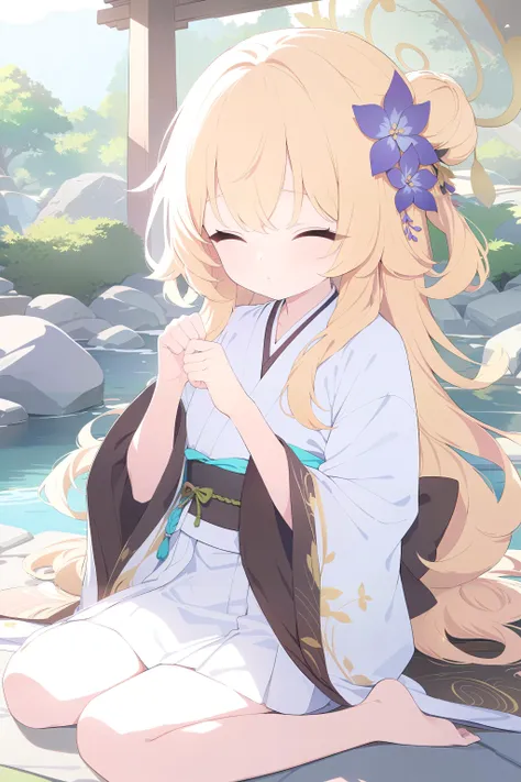 Highly detailed,Professional,(Vivid Colors:1.5),high quality,masterpiece,best quality,ultra highres,1girl,solo,best quality,serene Japanese temple garden,kneeling in meditation,peaceful expression,hands in lap,long dark wavy hair,five finger,fist bump,gold hair accessories,flowing white robes,tranquil,contemplative,adorable_girl,<lora:ag31_style_ba_v1:1>,<lora:add-detail-xl>,<lora:ç¾å­¦å¨æ¼«lora>,((masterpiece, high quality, highres, 8k, 4k)),<lora:EnvyKawaiiXL01_base_prodigy:1>,