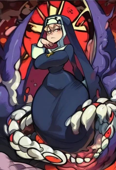 <lora:Double:0.8> DoubleXL, nun, habit, cross, erotic horror, big breasts <lora:Lab-Zero-game_Lora(PonyXL)captions2:1> anime artwork in lzg style, score_9, score_8_up, score_7_up, score_6_up, score_5_up, score_4_up, hd, (ultra hd quality details), 8K, 2d illustration, Illustration, official artwork, anime style, wallpaper, official art, rating_explicit