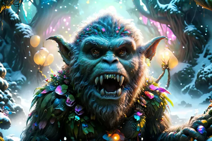<lora:xl_more_art-full_v1:0.7>, (best quality:1.5), (hyperrealism:1.3), (intricate emotional details:1.5), 8k, 4k, detailed digital illustration of a <lora:ral-mythcr:0.7> yeti in a [Quantum jester juggles alternate realities:Whispering willows share ancient forest tales:0.6], <lora:Sacred_Geometry_XL:0.7> sacred geometry, <lora:ColorART:0.7> ColorART,