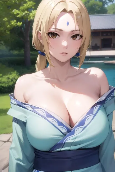 tsunade, <lora:tsunade-lora-nochekaiser:1>,
tsunade, blonde hair, yellow hair, facial mark, forehead mark, long hair, makeup, mature female, (brown eyes:1.7), (medium breasts:1.2),
BREAK cleavage, bare shoulders, green kimono, japanese clothes, kimono, off shoulder, wide sleeves,
BREAK outdoors, city,
BREAK looking at viewer, (cowboy shot:1.5),
BREAK <lyco:GoodHands-beta2:1>, (masterpiece:1.2), best quality, high resolution, unity 8k wallpaper, (illustration:0.8), (beautiful detailed eyes:1.6), extremely detailed face, perfect lighting, extremely detailed CG, (perfect hands, perfect anatomy),