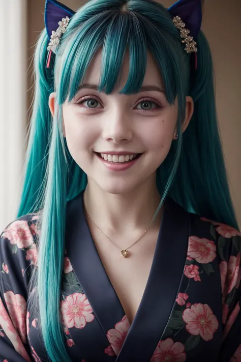 best quality, extra resolution, close up portrait of AIDA_SayaMiku as cute girl, pretty face, naughty, funny, happy, smiling, smiling with open mouth, perfect teeth, playful, intimate, flirting with camera, whearing kimono, kimono dress, japanese national dress, cinematic, studio photo, kkw-ph1, (dark theme:1.1) <lora:LowRA:0.2>