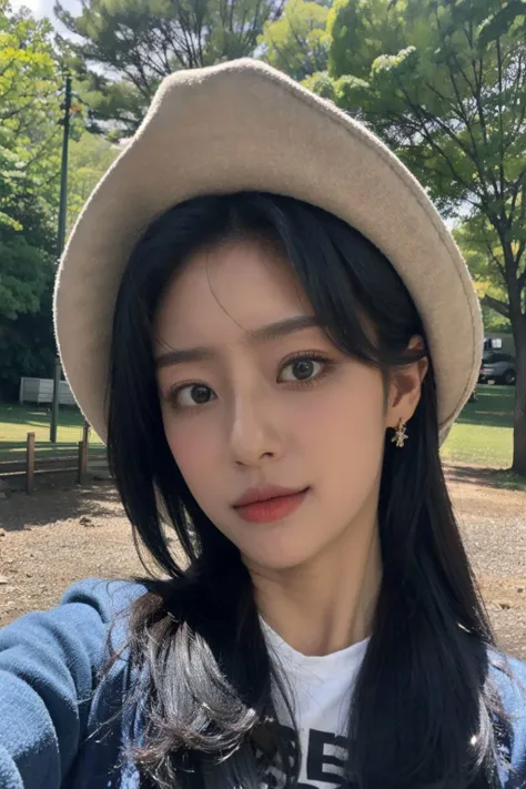 a photo of minah320_97, close up, <lora:minah320_97-12:0.9>,  outdoors, cowboy shot,