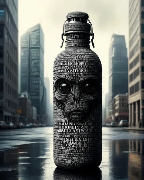dvr-txt, Digital art, [Grumpy:Fierce:20] Silky (Water bottle:1.3) , detailed with Wavy details, near Office building, alien, science fiction, sci-fi, ((Elegant)) , ((Phenomenal)) , ((Breathtaking)) , ((Detailed)) , ((Captivating)) , ((Astounding)) , fantasy, Spells, Nature, Mystical, oil painting, Oil on canvas, Oil artwork, Canvas painting, Antique glow, Vintage illumination, Retro lighting, Small aperture, Deep depth of field, Sharp from front to back . Dreamlike, mysterious, provocative, symbolic, intricate, detailed <lora:dvr-txt:1>