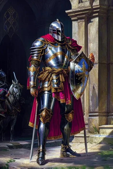 A knight in shining armor, inspiring, vibrant, epic, ultra sharp, hyper detailed, masterpiece, HDR, UHD, best quality, high resolution, 8k <lora:CLSBRNG:1>