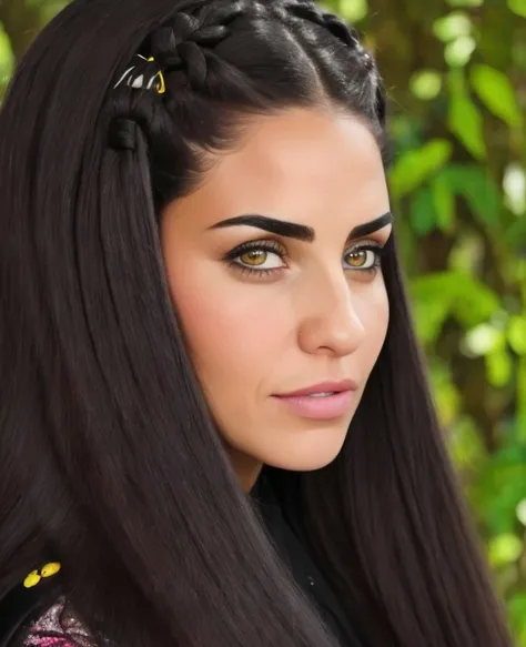 dishy asli_tandogan in gorilla costume,portrait,intricate detail,twin braids,at diminutive,<lora:asli_tandogan_9080:0.7>,