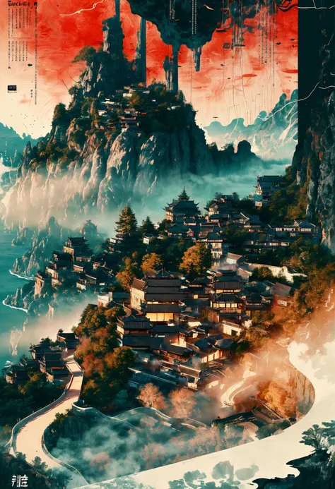 best quality,official art,beautiful and aesthetic:1.2),(fractal art:1.2),offcial art,colorful,Colorful background,splash of color, perspective,advertising style,magazine cover,32K,extremely detailed,photography,Amazing,finely detailed,best quality,ultra high res,
The color palette is mainly dark with splashes of vibrant colors,giving the poster a dynamic and visually striking appearance,tachi-e (magazine:1.3),(cover-style:1.3),colorful,
orient inspired,water,tree,no humans,building,scenery,smoke,fantasy,watercraft,bridge,waterfall,
<lora:~Q?-Nepu xuer orient inspired:0.8>,