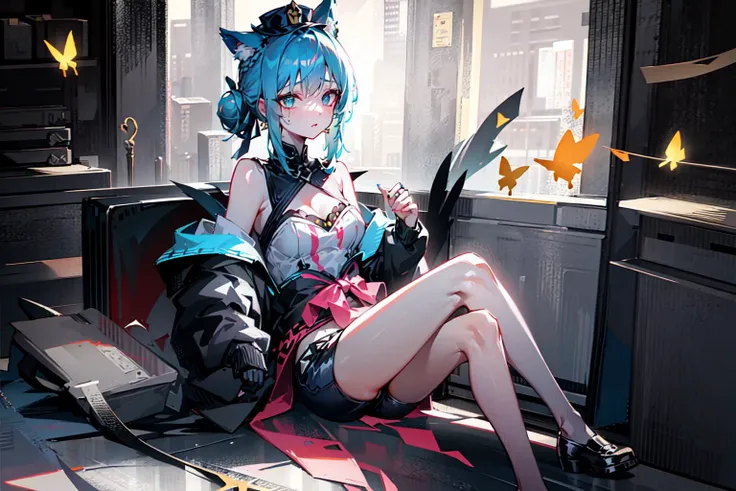 (masterpiece, sidelighting, finely detailed beautiful eyes: 1.2),
view and looking_at_another, DarkBlue odd hair_bun style and MediumSlateBlue side-tie eye of female_cousin wearing half_mask and o-ring mixture of Gold and DarkSalmon of dirndl or wearing WhiteSmoke of bike_shorts, rainbow of compression_shirt and party_hat or wearing pig ears and multiple_earrings , posture_of_at_least_two_characters, soaping or butterfly_sitting, sunbathing, chasing,