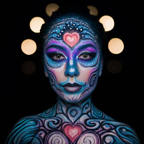 A girl with sexual body paint all over her body
