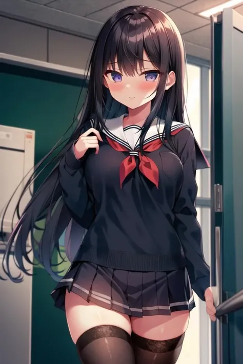 (masterpiece),(best quality),1girl,hidden privates,thighhighs,school_uniform<lora:add_detail:0.3> <lora:kasedaiki-v2:0.8> <lora:npm-v11suk10m:1>