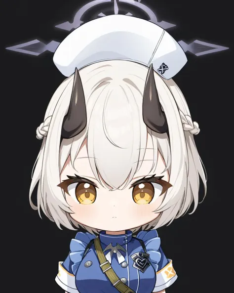 sena \(blue archive\),1girl, nurse_cap, halo, solo, braid, looking_at_viewer, black_background, black_horns, armband, upper_body, closed_mouth, simple_background, chibi, blush, demon_horns
<lora:sena_(blue_archive)_image207_2023-11-28:1>halo. gorgeous,key visual, vibrant, studio anime,award-winning, professional, highly detailed,high budget, cinemascope