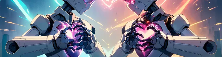 (masterpiece, best quality), (((((1robot, sad, crying, holding an empty signboard,))))) <lora:heartChest:0.6> heartChest,(((glowing heart, glowing heart hands on chest, heart-shaped hands, upper body))),