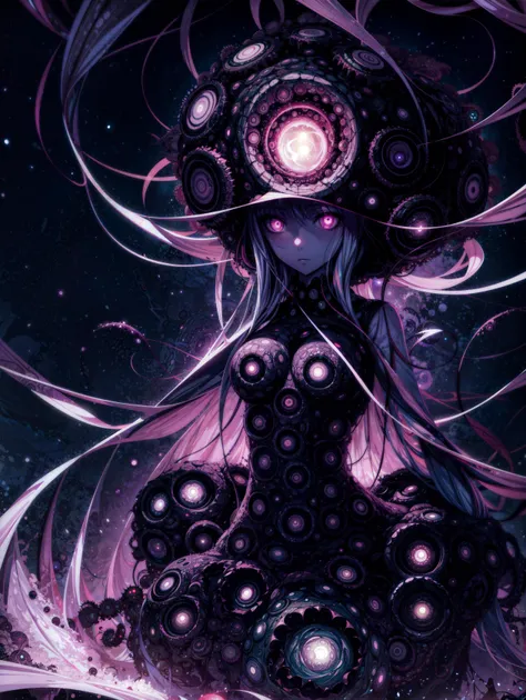 Cosmic Horror, Lovecraft, cthulhu mythos, amorphous, an empty space, (azathoth:1.4), 1girl,