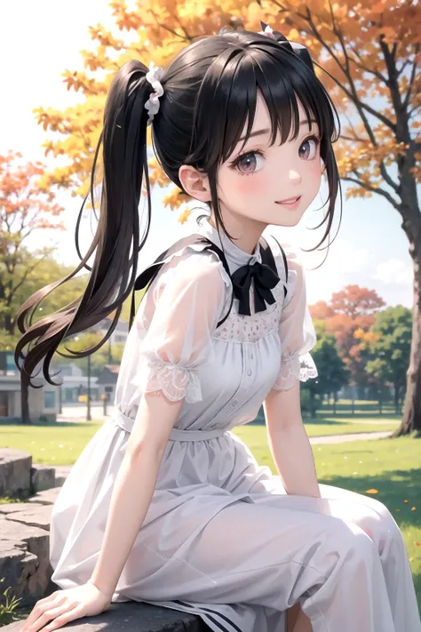 masterpiece, best quality, (grainy:0.7), intricate detail, sharp, perfect anatomy, finely detailed, bloom, noon, vivid colors
BREAK
cute girl, watching birds, leaning on hand, detailed eyes, from side, sitting on rock, twintails, detailed trees, autumn, grass, (solo:1.3), smiling,
BREAK
Extremely detailed summer dress, multicolored
BREAK
Rural city background