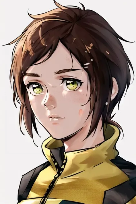 3ll13, face, plain background, <lora:3ll13:1>