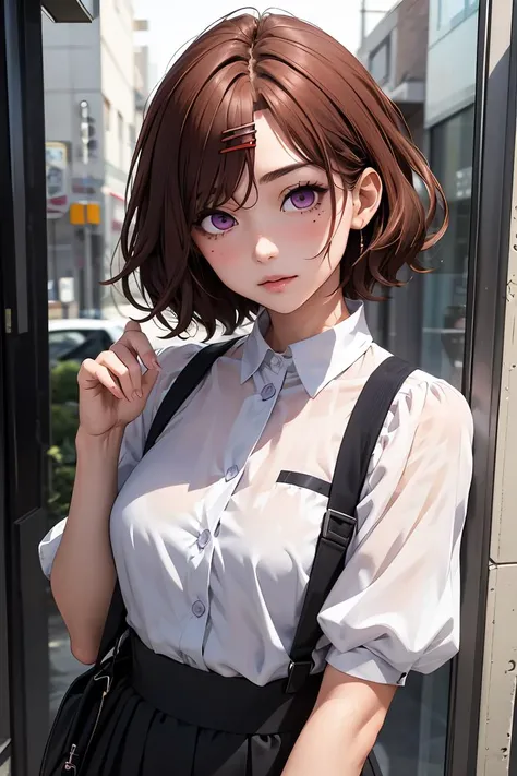 (masterpiece, best quality), 1girl, <lora:brj-madoka-v2.2:0.8> higuchi madoka, short hair, brown hair, hairpin, purple eyes,