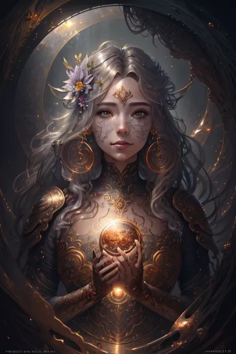 (finely detailed beautiful eyes: 1.2, long wavy golden hair, (best quality)), copper, jenny saville, extremely detailed CG unity 8k wallpaper, <lora:SyFyEye1_v1.0:0.5>, facing viewer, sun, anatomical photorealistic digital painting overall view of  the great abyss in the hell, hand drawn, kneeling, Hungarian architecture, photorealistic painting art by midjourney and greg rutkowski, award winning masterpiece with incredible details, cybergoth art by ((Bastien Lecouffe-Deharme)), illustration, arctic spring, exotic flowers, awe, official art, limited palette, OldEgyptAI, minimalist approach, horror, rust, (high quality), highly detailed, absurd and realistic lighting, silver eyes, (muted colors:1.1, circle:0.9, muted colors:1.4), professional, holding, (ray tracing, photorealistic), super sharp, ((Extreme Wide Shot)), Intricate, freckles, artgerm, happy, <lora:kVoidEnergy:.7> V0id3nergy, curvy, serene expression, 8k, (fingerless gloves), liquid clothes, perspective, depth, masterpiece, fantastic comic book style, enjoyment, incredibly absurdres