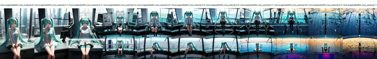 best quality, 1girl, hatsune miku, sitting, scientific innovation, futuristic lab, translucent building, boundary-pushing research, technological advancement, microscopic vision, mnemonic environmental simulator, alternate reality world, highly detailed, masterpiece <lora:soapbubblefilm_lora_unetonly:0>