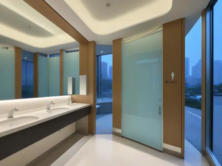 <lora:JJsPublicToilet_XL:1>, masterpiece , best quality, ((Public Toilet)), indoors,, real world location, highly detailed, glass, window, door,