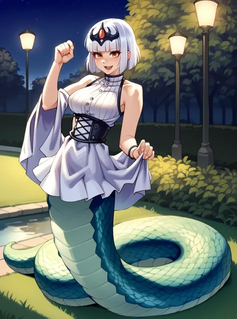 score_9, score_8_up, score_7_up, source_anime, solo, 1girl, , lamia, hime cut, medium hair, , park, night, , , kairunoburogu, <lora:kairunoborugu_PDXL-000001:1>