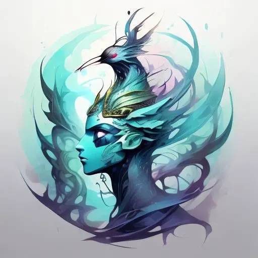<lora:ArtfullyAssets:0.2>,<lora:ArtfullyLogos:0.5>,<lora:LabstractGeo:0.5>,<lora:ArtfullyHeadshot:0.8>,<lora:ArtfullyHuman:0.2>,<lora:ArtfullyHumming:0.2>,<lora:ArtfullyFashion-_The_Birds:0.2>,<lora:ArtfullyFashion_-_Birdsmore:0.2>, Tarot card, neon, anne bachelier, kay nielson, the mander with the moon on his hands, in the style of elemental forms, 2d game art, dark cyan and light bronze, aurorapunk, transcendence from human to hummingbird, fashion, geometric, abstract, beautiful, duality