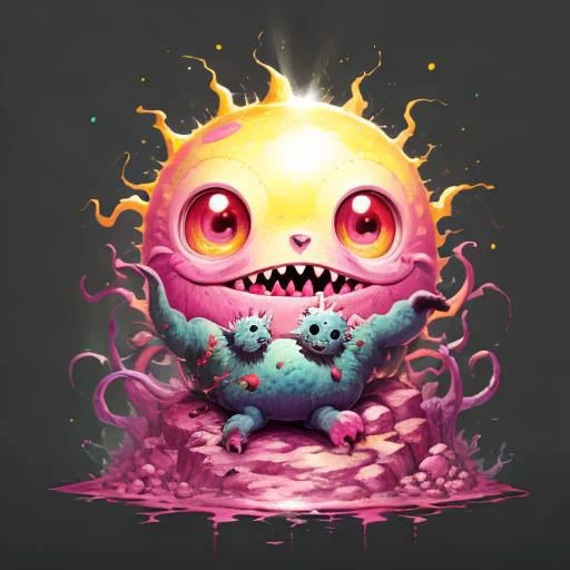 creature, surprise, cute, monster, happy, pink, sunshine, death