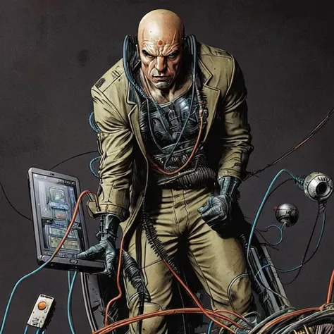 a man in a suit with a bunch of wires