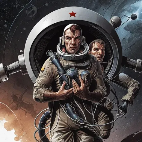a man in a space suit with a giant octopus