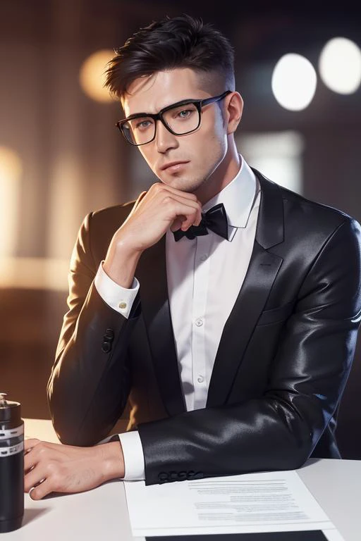 Sitting at a roundtable on artificial intelligence,
<lora:Agent47_hitman-KK77-V1:0.5>,Black_Jacket, white shirt, Black_tie,
1 Man, 37yo,male,looking at viewer,(angry:1.0),Glasses,(Short_hair:1.5),Black_hair,
NSFW,official art,extremely detailed CG unity 8k wallpaper, perfect lighting,Colorful, Bright_Front_face_Lighting,
(masterpiece:1.0),(best_quality:1.0), ultra high res,4K,ultra-detailed,
photography, 8K, HDR, highres, absurdres:1.2, Kodak portra 400, film grain, blurry background, bokeh:1.2, lens flare, (vibrant_color:1.2)