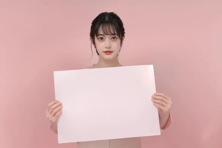 <lora:koizumimoeka_lora>,looking at viewer,day,light theme,bangs,pink,available light,pink background,white paper,(best quality:1.2),(masterpiece:1.6),(photorealistic:1.2),(realistic:1.6),extremely detailed,(8K:1.2),(extremely delicate and beautiful:1),huge filesize,