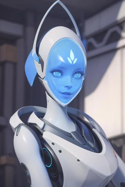 realistic, realism, photorealism, photo-realistic, high contrast, (photorealistic:1.4), 8k high definition detailed realistic, (best quality, masterpiece:1.2), NSFW, photon mapping, radiosity, physically-based rendering, best quality, highly detailed, owecho, humanoid robot, android, white glove, indoor, smile, floating,