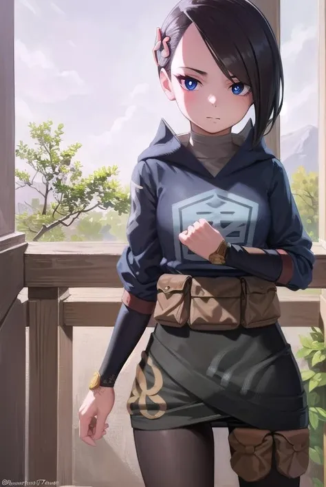 pokemonmai, <lora:pokemonmai-lora-nochekaiser:1>,
pokemonmai, black hair, blue eyes, mole, mole under mouth, short hair, eyelashes,
BREAK black footwear, black skirt, boots, brown bag, character print, diamond clan outfit, hood, hood down, jacket, pantyhose, pouch, print pantyhose, skirt, long sleeves,
BREAK looking at viewer, full body, (cowboy shot:1.5),
BREAK outdoors,
BREAK <lyco:GoodHands-beta2:1>, (masterpiece:1.2), best quality, high resolution, unity 8k wallpaper, (illustration:0.8), (beautiful detailed eyes:1.6), extremely detailed face, perfect lighting, extremely detailed CG, (perfect hands, perfect anatomy),