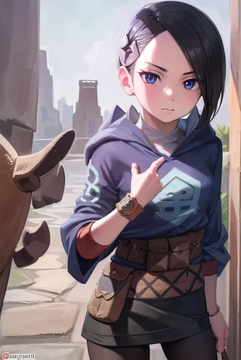 pokemonmai, <lora:pokemonmai-lora-nochekaiser:1>,
pokemonmai, black hair, blue eyes, mole, mole under mouth, short hair, eyelashes,
BREAK black footwear, black skirt, boots, brown bag, character print, diamond clan outfit, hood, hood down, jacket, pantyhose, pouch, print pantyhose, skirt, long sleeves,
BREAK looking at viewer, full body, (cowboy shot:1.5),
BREAK outdoors,
BREAK <lyco:GoodHands-beta2:1>, (masterpiece:1.2), best quality, high resolution, unity 8k wallpaper, (illustration:0.8), (beautiful detailed eyes:1.6), extremely detailed face, perfect lighting, extremely detailed CG, (perfect hands, perfect anatomy),