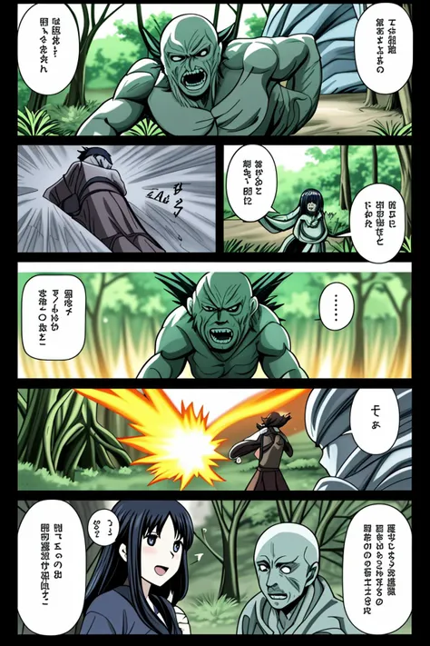 1boy and 1girl, fantasy, attacking monsters, fire, magic, forest
<lora:MangaGen1:1.25> <lora:mangaC:2.5> manga,frame,speech bubble,color