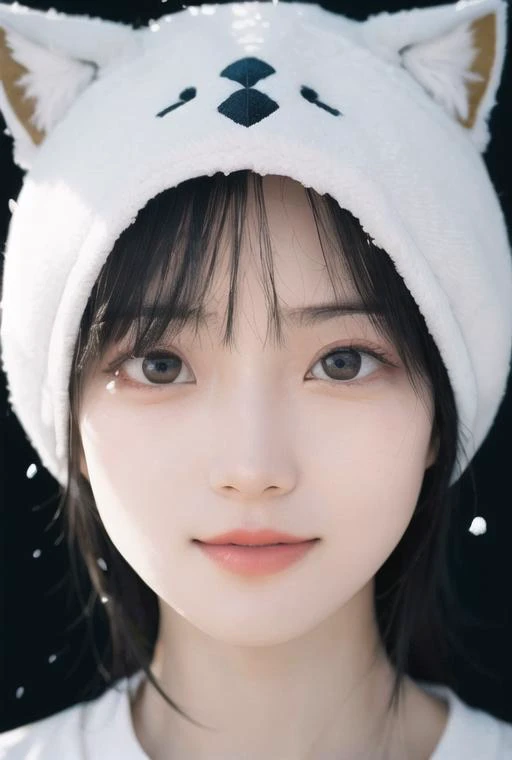 1girl,beautiful, hair strand, saliva, A pure and lovely girl, chiaroscuro, close-up, ray tracing, god rays, best quality, award winning, super detail, ccurate, high quality, ccurate, textured skin, high details, Standard delicate lips, Symmetrical eyes, No makeup, Eyelashes are delicate and soft, Normal eye size, The hair on the forehead part is fluffy and has bangs, Shoulder exposure, Golden ratio, Round face, wind,school
uniform,hat,happy,(fox mask:1.1),fox print, fox costume,cinematic lighting, beautiful detailed girl,finely detail,detailed light,best shadow,personification,real, Smooth skin, Cold white skin, seductive smile,It snows,Light and shade contrast,<lora:FilmVelvia2:1>