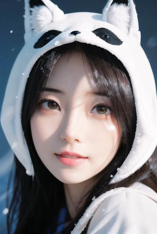 1girl,beautiful, hair strand, saliva, A pure and lovely girl, chiaroscuro, close-up, ray tracing, god rays, best quality, award winning, super detail, ccurate, high quality, ccurate, textured skin, high details, Standard delicate lips, Symmetrical eyes, No makeup, Eyelashes are delicate and soft, Normal eye size, The hair on the forehead part is fluffy and has bangs, Shoulder exposure, Golden ratio, Round face, wind,school
uniform,hat,happy,(fox mask:1.1),fox print, fox costume,cinematic lighting, beautiful detailed girl,finely detail,detailed light,best shadow,personification,real, Smooth skin, Cold white skin, seductive smile,It snows,Light and shade contrast,<lora:FilmVelvia2:1>