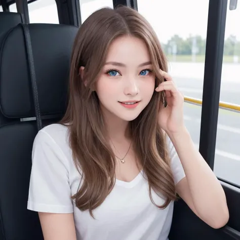 Hasselblad, (high resolution, detailed image:1.4), beautiful (21 years old) girl sitting in the seat of a bus, short sleeve shirt, (Professional-level lighting:0.6), (smiling face:0.55), brown hair, blue eyes
<lora:Cute Asian Face:0.6>