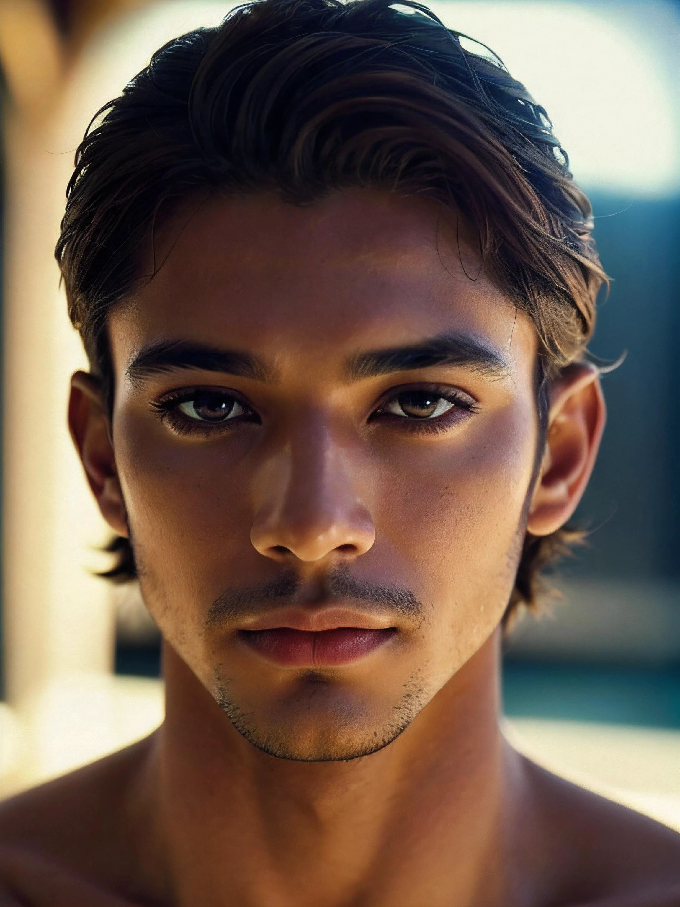 RAW photo of (((man))), portrait of a beautiful (man:1.5), (male person), highly realistic, masterpiece, absurdres, intricate, highly detailed, zambia,skin color medium brown + Square Oblong Face, Prominent Eyes, [eye color brown], Nose with an Arched Bridge Shape, soft lip contours, lower cheekbones, square chin,
high quality photography, 3 point lighting, flash with softbox, 16k, Leica M6, Ektachrome 64, smooth, sharp focus, high resolution, award winning photo, 50mm, f2.8, depth of field